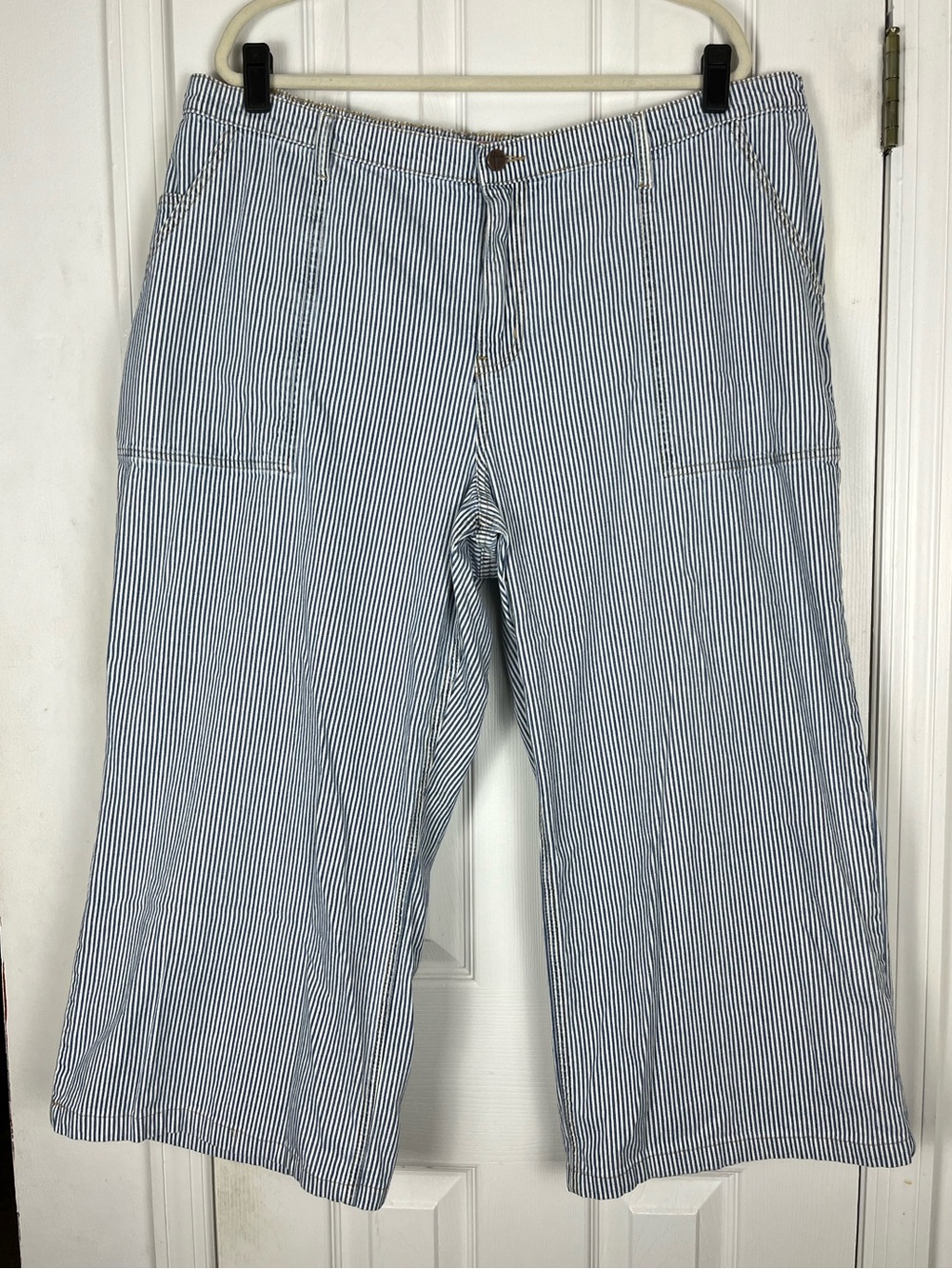 Standards & Practices Pinstripe High Rise Wide Leg Jeans Sz 22 Women’s Plus Size